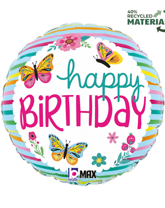 Balon Happy Birthday Motyle